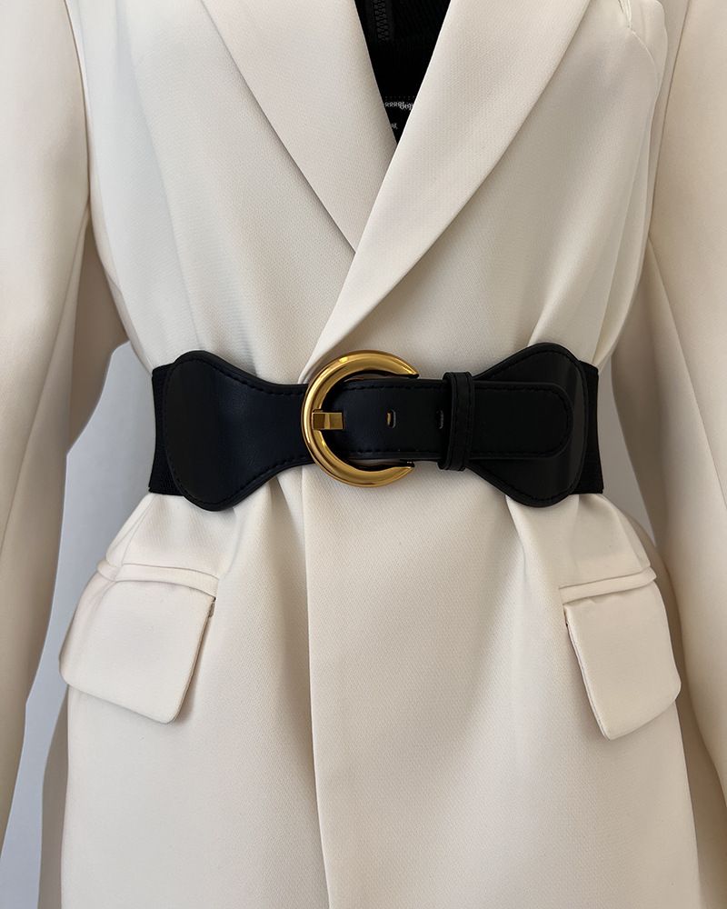 Unisex Retro buckle belt female decoration with skirt elastic elastic belt fashion Joker high sense waist seal._viptrois.com