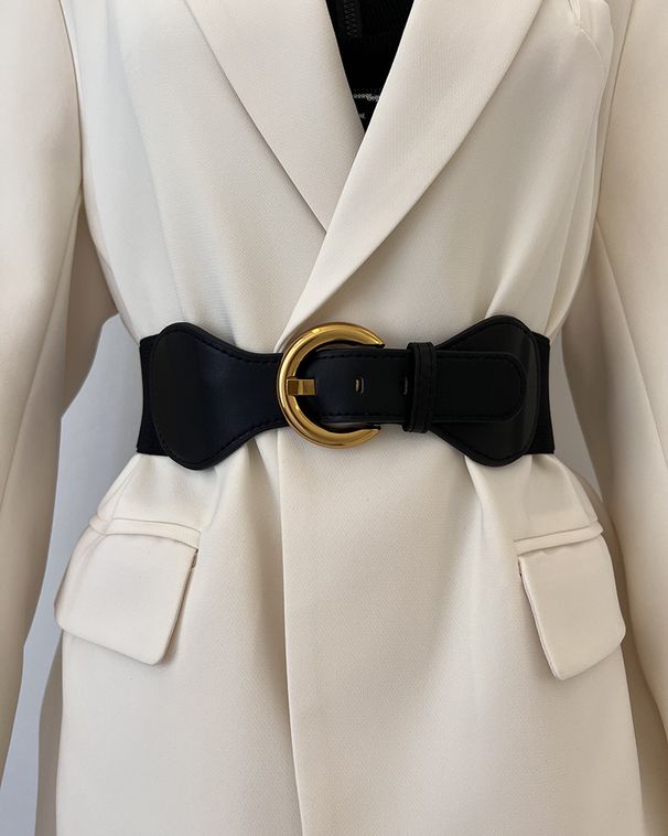 Unisex Retro buckle belt female decoration with skirt elastic elastic belt fashion Joker high sense waist seal._viptrois.com