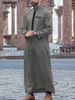Men's Clothing Muslim Men's Robe Long Sleeves Ethnic Style Embroidery Stand Collar Men's Thobe_viptrois.com