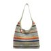 Women's Tote Bags Simple Straw Woven Handbag, Striped Color-blocking Fashionable Large-capacity Single-shoulder Hand-held Tote Bag_viptrois.com