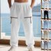 Men's Loose Wide Leg Trousers Autumn Casual Home Beach Linen Zipper Hip Hop Style American Fashion_viptrois.com