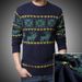 Pure Elk Pattern Korean Style Slim Fit Pullover Crew Neck Sweater Trendy Casual Men's Knitted Base Shirt Jacket_viptrois.com