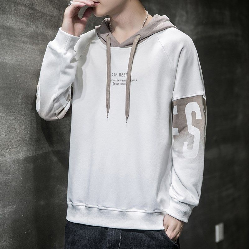 Men's Hooded Sweatshirt Long Sleeve Pullover Casual Loose Fit Unisex Fleece-Lined Streetwear Top For Autumn Winter_viptrois.com