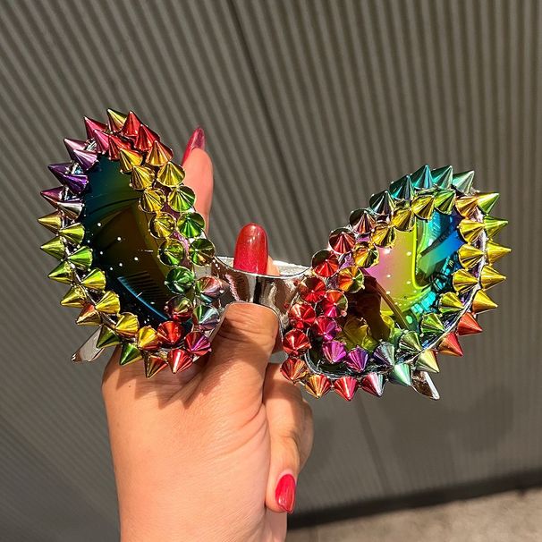 Colorful Funny Alien Glasses Festival Party Exaggerated Punk Sunglasses Sand Sculpture Spike Chain Sunglasses_viptrois.com