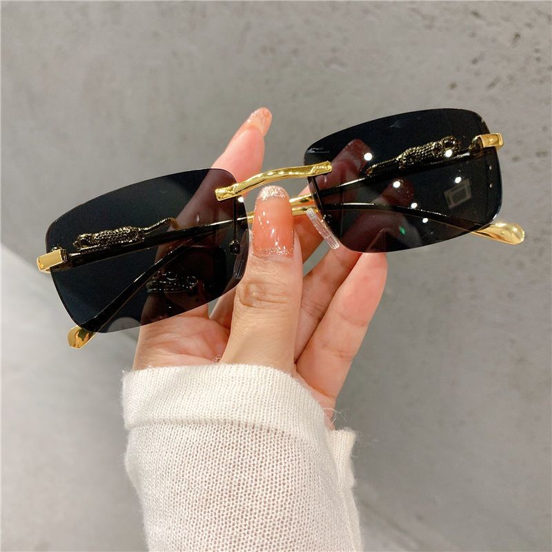 Fashionable Square Frameless Sunglasses For Men And Women Suitable For Outdoor Driving Anti Glare Trendy Sunglasses_viptrois.com