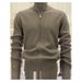 Men's Casual Zip-Up Knit Sweater - Slim Fit Cotton Blend Cardigan For Autumn & Spring (Coffee Green, Black, Beige, Gray)_viptrois.com