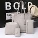 Women's Bags New Lychee Pattern Four Piece Women's Bag Fashionable And Simple All Match Handbag Large Capacity Women's Bag Trend_viptrois.com