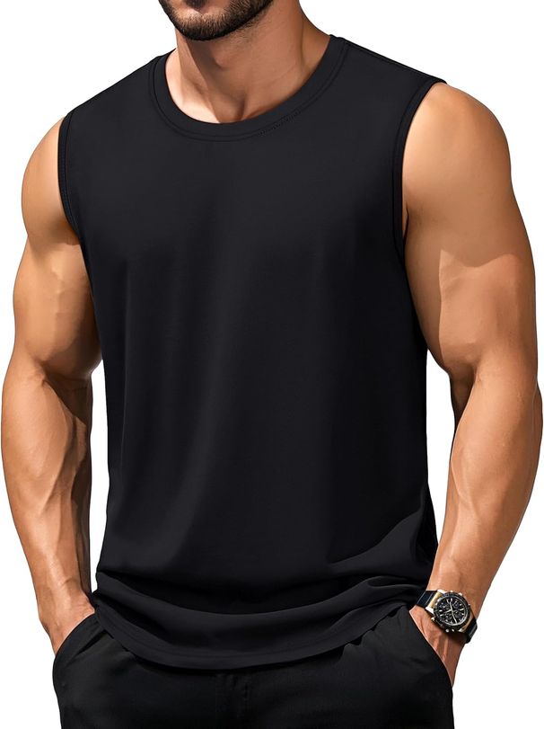 Top For Men Moisture Wicking Cotton Sleeveless Shirts Muscle Gym Workout Casual Summer Tank Tops_viptrois.com