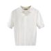 Men's Clothing New V Neck Polo Shirt Men's Design Knitted Sweater Short Sleeved T Shirt Loose Lapel Solid Color Spring And Summer Trend_viptrois.com