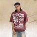 T-shirt Lawfoo Red Washed American Style Trendy Brand With Large Print_viptrois.com