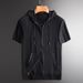 Men's Summer Short Sleeve T-Shirt Hooded Cardigan Loose plus Size Half Sleeve Breathable Quick Drying Thin High End Hoodie_viptrois.com
