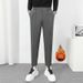 Men's Velcro Jogger Casual Pants Autumn Winter High End Fleece Lined Nine Point Dress Pants_viptrois.com