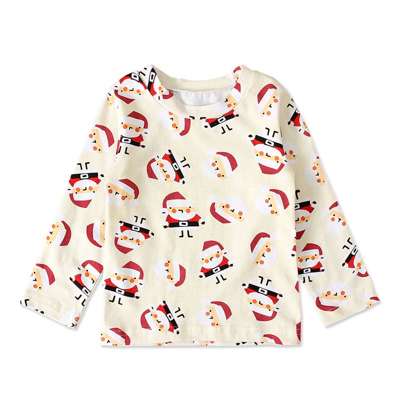 Christmas Children boys and girls Santa Claus pattern long sleeve T-shirt top children's clothing ins_viptrois.com