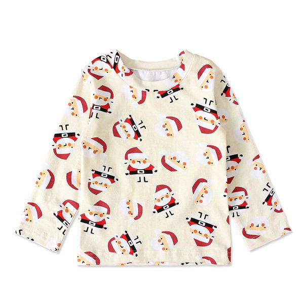 Christmas Children boys and girls Santa Claus pattern long sleeve T-shirt top children's clothing ins_viptrois.com