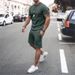 Men's Clothing Men's Casual Sports Short Sleeved Shorts Street Sports Round Neck Suit Multi Color_viptrois.com