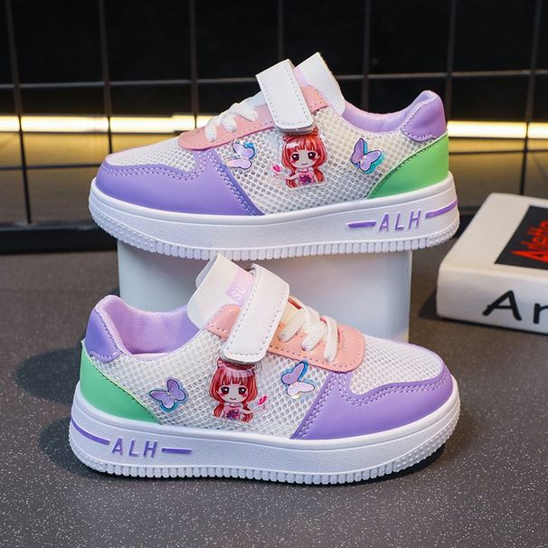 Summer Girls Hollow Breathable White Shoes Children's Single Mesh Sports Shoes Mesh Girls Flat Shoes Wholesale_viptrois.com