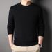 New Autumn Solid Color Youth Slim Fit Round Neck Versatile Business Knitwear Men's Base Shirt Sweater_viptrois.com