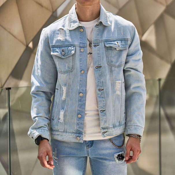 Men's Clothing spring and autumn new street men's denim loose casual coat jacket_viptrois.com