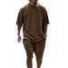 Men's Clothing New Summer Men's Leisure Suit Solid Color Sports Men's Suit Loose Fashion Short Sleeve_viptrois.com