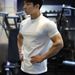 Men's Clothing New Sports Slim Fit Short Sleeve Elastic Loose Fitness Quick Dry Muscle Solid Color T Shirt_viptrois.com