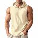 Men's New Summer Hooded Undershirt Sports Fitness Training Zipper Cardigan Sleeveless Vest Tops_viptrois.com