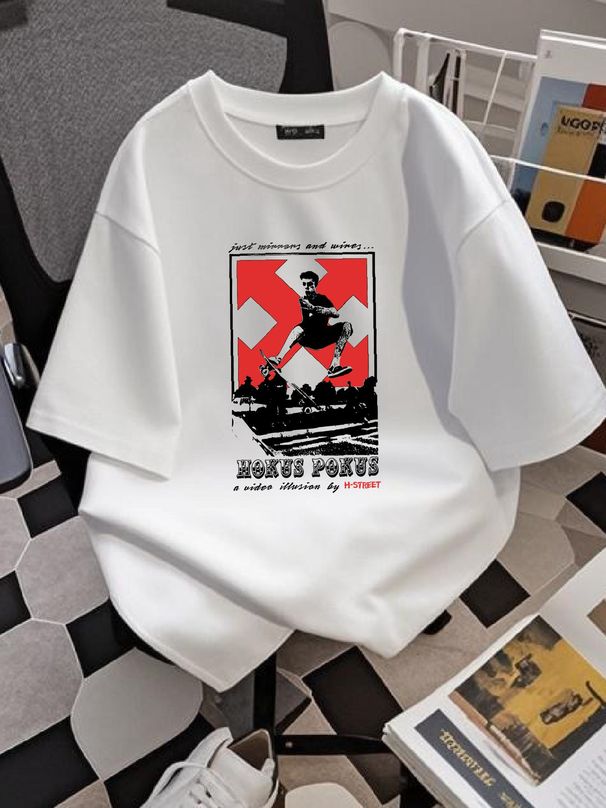 HOKUS POKUS H-STREET VINTAGE 80s SKATEBOARD T SHIRT DESIGN Fashion Homme Unisex Slightly Versatile Casual Breathable Graphic Comfortable Stylish_viptrois.com