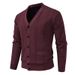 Men's Fashionable V-Neck Knit Sweater With Fleece Lining, Casual Winter Pullover For Autumn & Winter, Warm & Stylish Thermal Shirt _viptrois.com