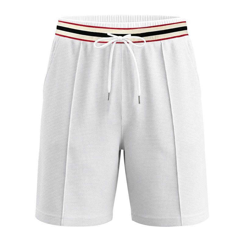 Men's Loose Waffle Color Block Sporty Casual Hawaiian Beach Shorts Trendy_viptrois.com