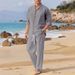 Men's Clothing Spring And Autumn Fashion Men's Shirt Casual Loose Long Sleeve Trousers Beach Suit_viptrois.com
