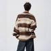 Mohair Round Neck Sweater Casual Contrasting Striped Knit Sweater Loose Couple Base Shirt_viptrois.com