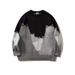Unisex Cartoon Cat Jacquard Sweater – Trendy Oversized Knit, European Sizing (S-2XL, Black/Bluish)_viptrois.com