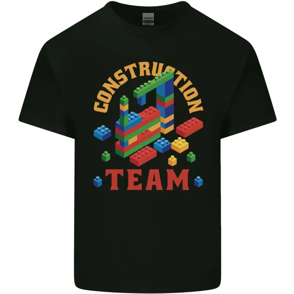 Construction Funny Building Blocks Bricks T-Shirt Mens Womens Tees Top Childrens_viptrois.com