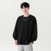 Heavyweight Pure Cotton Long Sleeve T-Shirt Men, Solid Color Loose Fit, Autumn And Winter 2024 Sweatshirt, Crew Neck,_viptrois.com