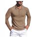 Men's Clothing Men's Running Sports Fitness Autumn High Elastic Vertical Striped Long Sleeve Polo Shirt Slim Fit Knitted Bottoming Shirt_viptrois.com