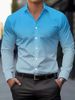 Spring And Autumn New Men's Gradient Color Casual Loose Long Sleeved Shirt_viptrois.com