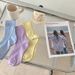 Women's & Men's Cotton Mid-Crew Socks With Soft Breathable Fabric, Solid Color & Starry Dot Design, Double Needle Stitching For All Seasons_viptrois.com