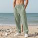 Men's Linen Casual Pants - Breathable Relaxed Fit Straight Leg Beach Trousers For Comfortable Outdoor & Daily Wear_viptrois.com