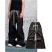Men's Trendy Wide Leg Casual Trousers Drawstring Loose Fit Floor Length Cargo Pants Autumn Winter Fashion Sports_viptrois.com