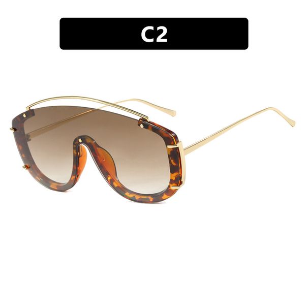 Large Frame One Piece Sunglasses Metal High End Ins Sunglasses Personality Outdoor Net Celebrity Sunglasses_viptrois.com