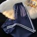 Men's Clothing Navy Blue Two Bar Group Sports Pants Junior High School High School Elementary School Students Two Bar School Uniform Pants_viptrois.com