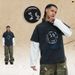 American-style Washed Letter Print Fake Two-piece Spliced Long-sleeve T-shirt, Unisex Trendy Loose Fit_viptrois.com