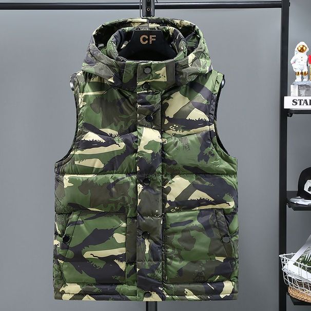Outdoor Winter Men's Camouflage Down Cotton Vest Teen Student Thickened Vest Korean Version Versatile Couple Jacket_viptrois.com