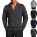 Men's Autumn Slim-Fit Bomber Jacket – Fleece-Lined Cotton Blend With Stand Collar (S-XXXL, Black/Charcoal/Navy)_viptrois.com