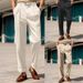 Men's Clothing Formal Mid Waist Button Straight Solid Color Comfortable Outdoor Daily Outing Fashionable Trousers_viptrois.com