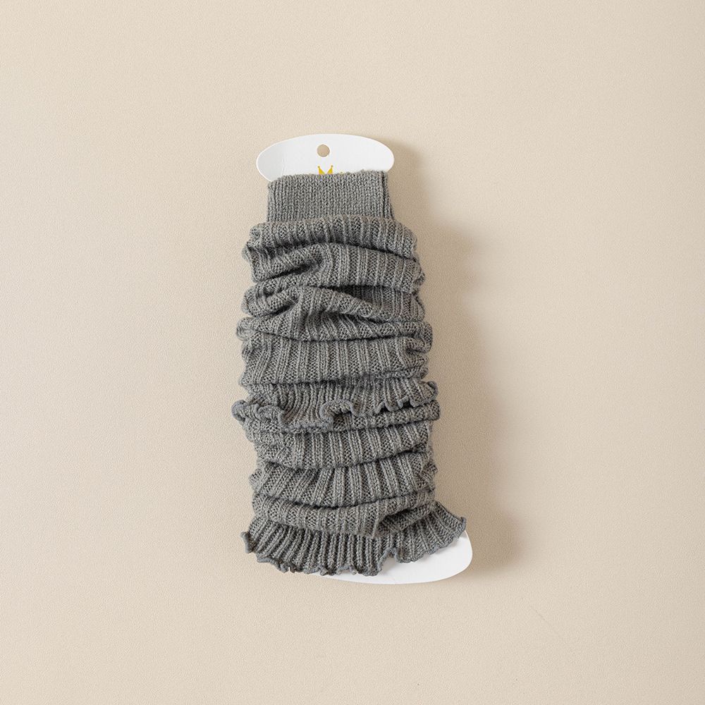 Children's Socks autumn and winter white knitted socks long calf socks leg covers warm Lolita pile socks_viptrois.com
