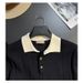 Men's Contrast Color Collar Polo Shirt Fashion Casual Striped Knit Top Breathable Summer Wear Versatile Striped Texture_viptrois.com