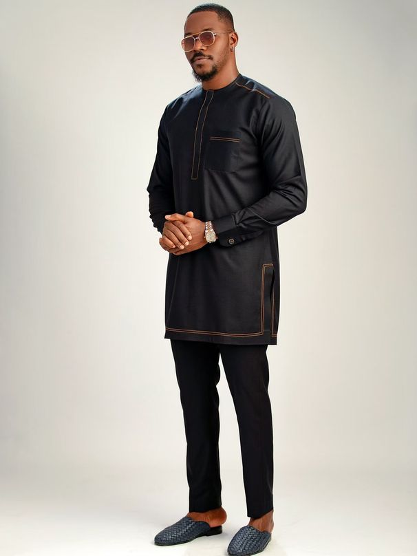 New Muslim Long Sleeve Embroidery Simple Classic Men's Suit_viptrois.com