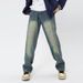 JFU European And American High Street Style Vibe Jeans, Spring And Autumn Retro Straight Leg Jeans For Men, American Street Style Long Pants._viptrois.com