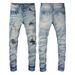 Men's Clothing Denim Capital American High Street Ripped Jeans Men's Small Straight Jeans Men's Light Blue Jeans Men_viptrois.com