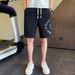 Summer Men's White Casual Loose Sports Pants Trendy Brand Versatile Printed Five Point Outerwear Mid Length Shorts_viptrois.com